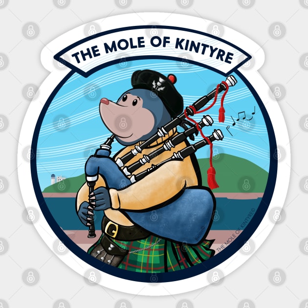 Scots Bagpipe Playing Mole Of Kintyre Pipe Band Sticker by brodyquixote